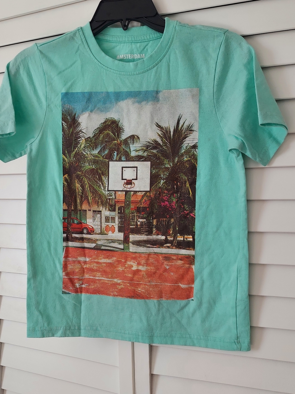 Kids' Mint Graphic Basketball Court Tee